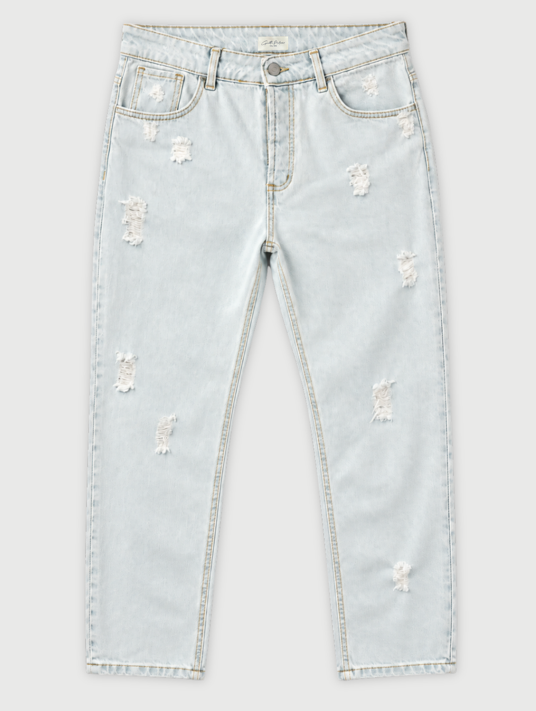 CARROT FIT DISTRESSED JEANS IN DENIM