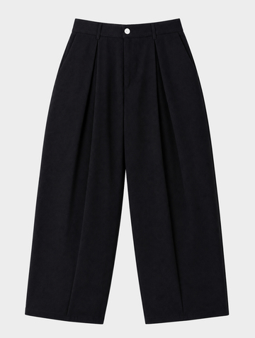 LEICHT LÄSSIGE PLISSÉ-HOSE IN SCHWARZ