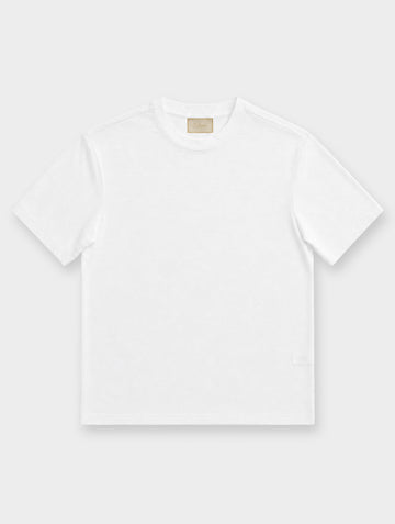 T-SHIRT BIANCA EFFETTO FIAMMATO VESTIBILITÀ RILASSATA