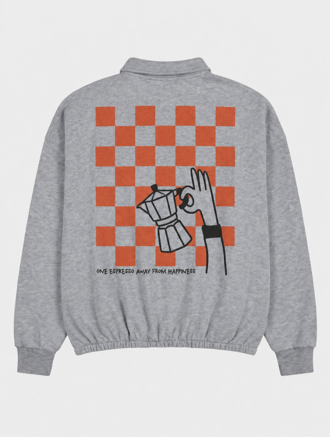 POLO SWEATSHIRT IN GREY WITH MOKA PRINT