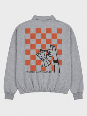 POLO-SWEATSHIRT IN GRAU MIT MOKA-PRINT