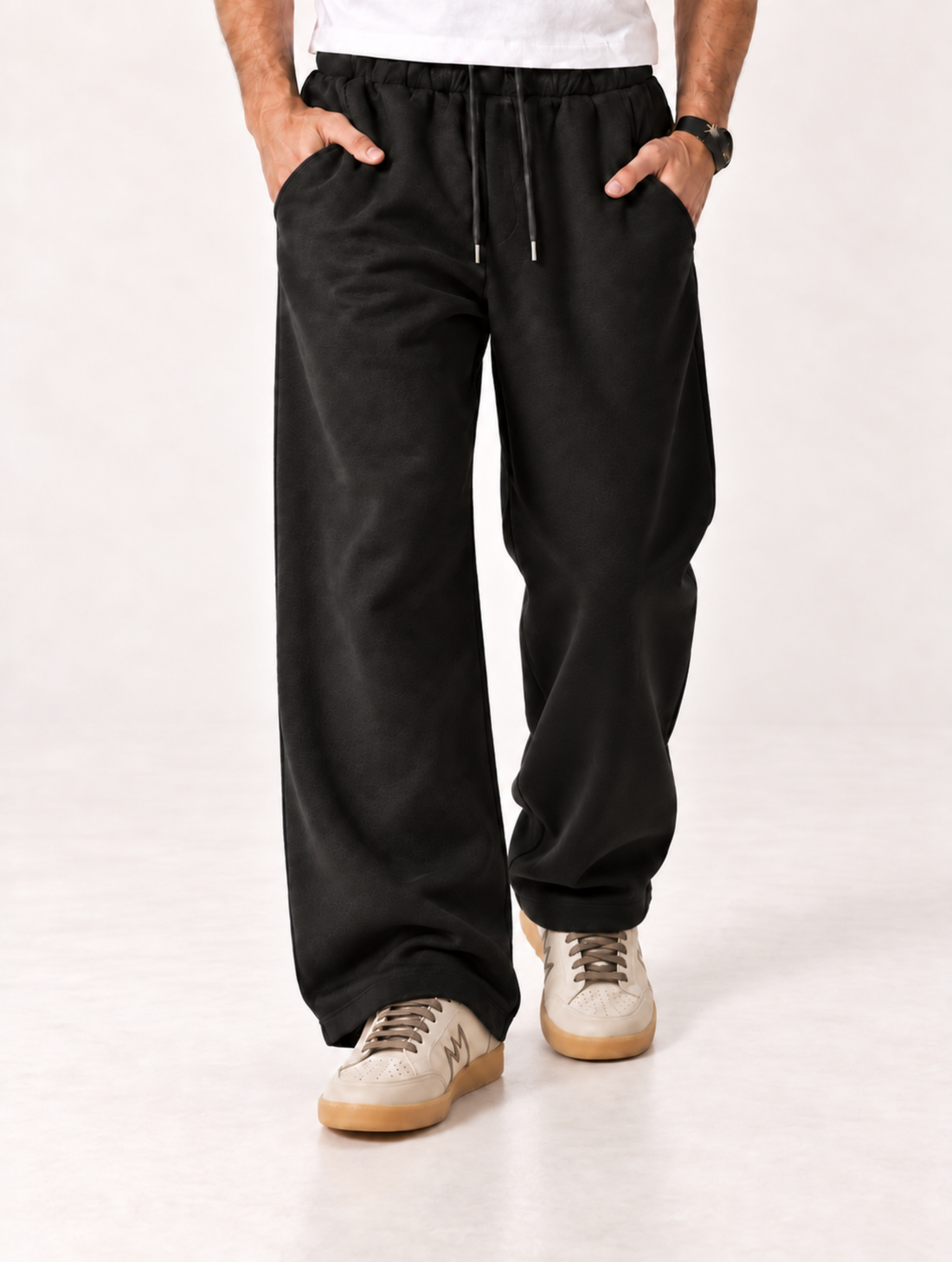 PANTALON DE SPORT ÉVASÉ DOUBLÉ DE POLAIRE NOIR