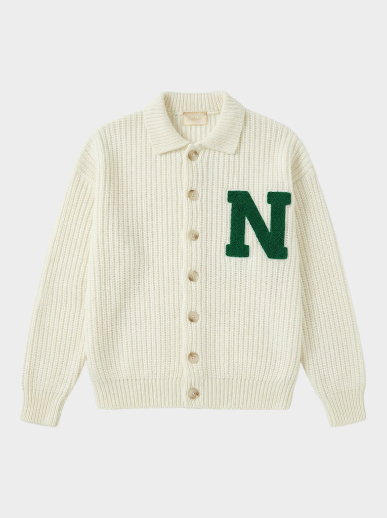 CARDIGAN IN WHITE WITH PATCH