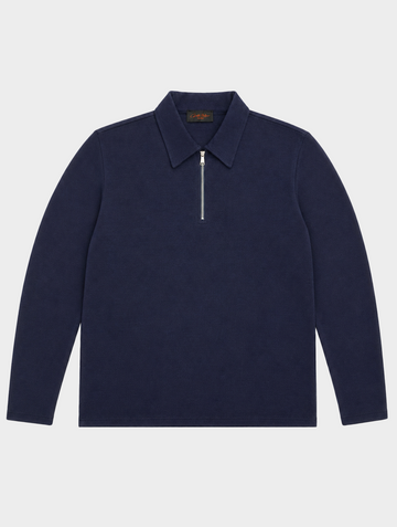 ZIPPED POLO IN NAVY