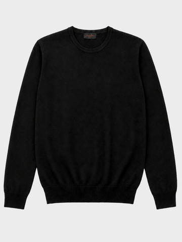 SCHMAL GESCHNITTENER PULLOVER MIT RUNDHALSAUSSCHNITT IN SCHWARZ