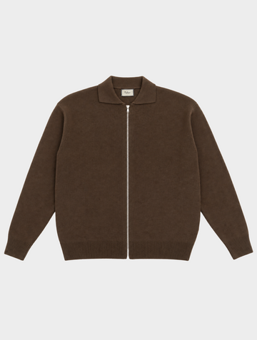ZIPPED CARDIGAN IN BROWN
