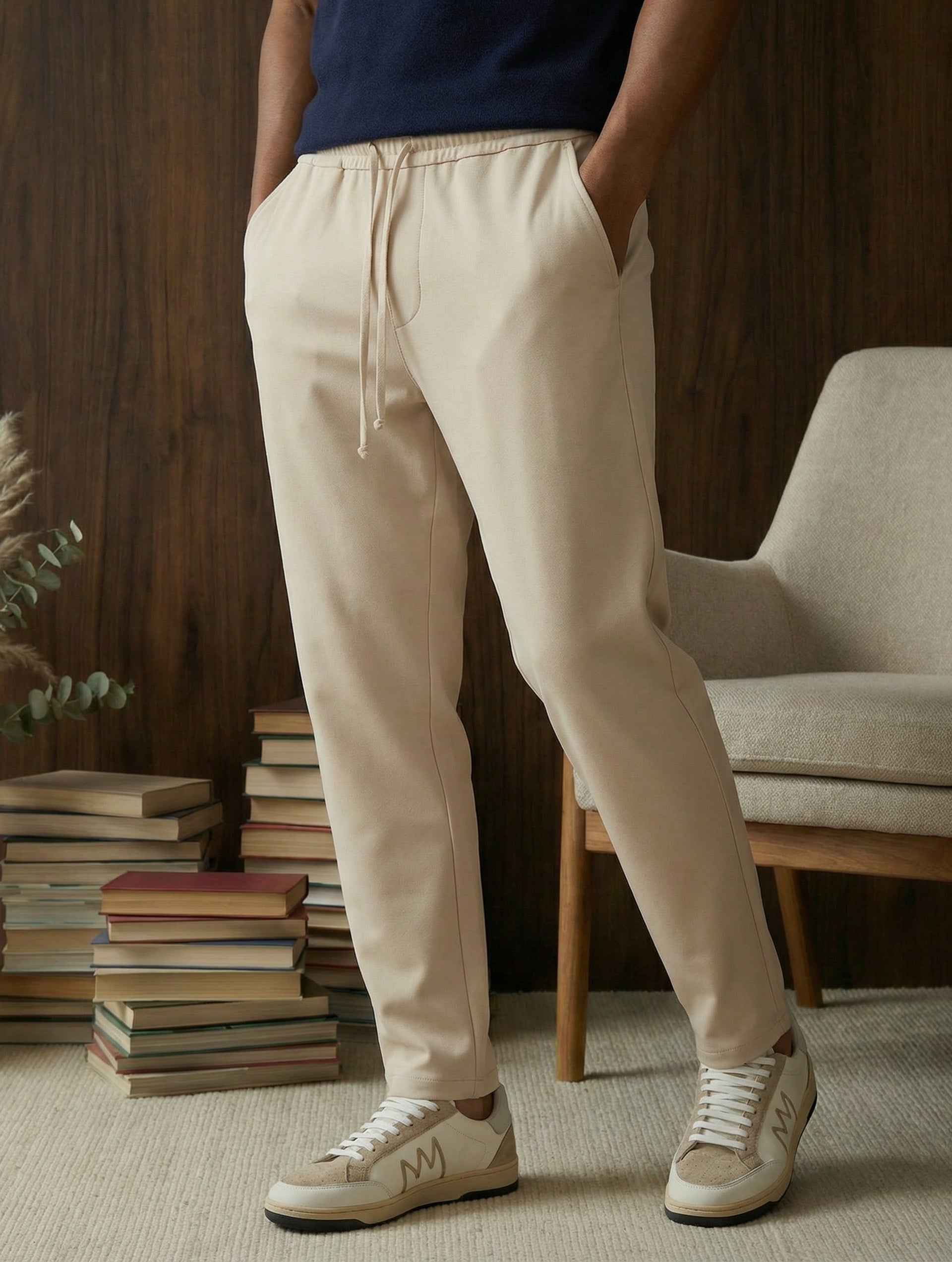 CASUAL DRAWSTRING PANTS IN BEIGE - Made in Italy | Nohow