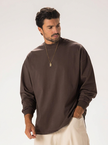 OVER BASIC LONG T-SHIRT IN BROWN