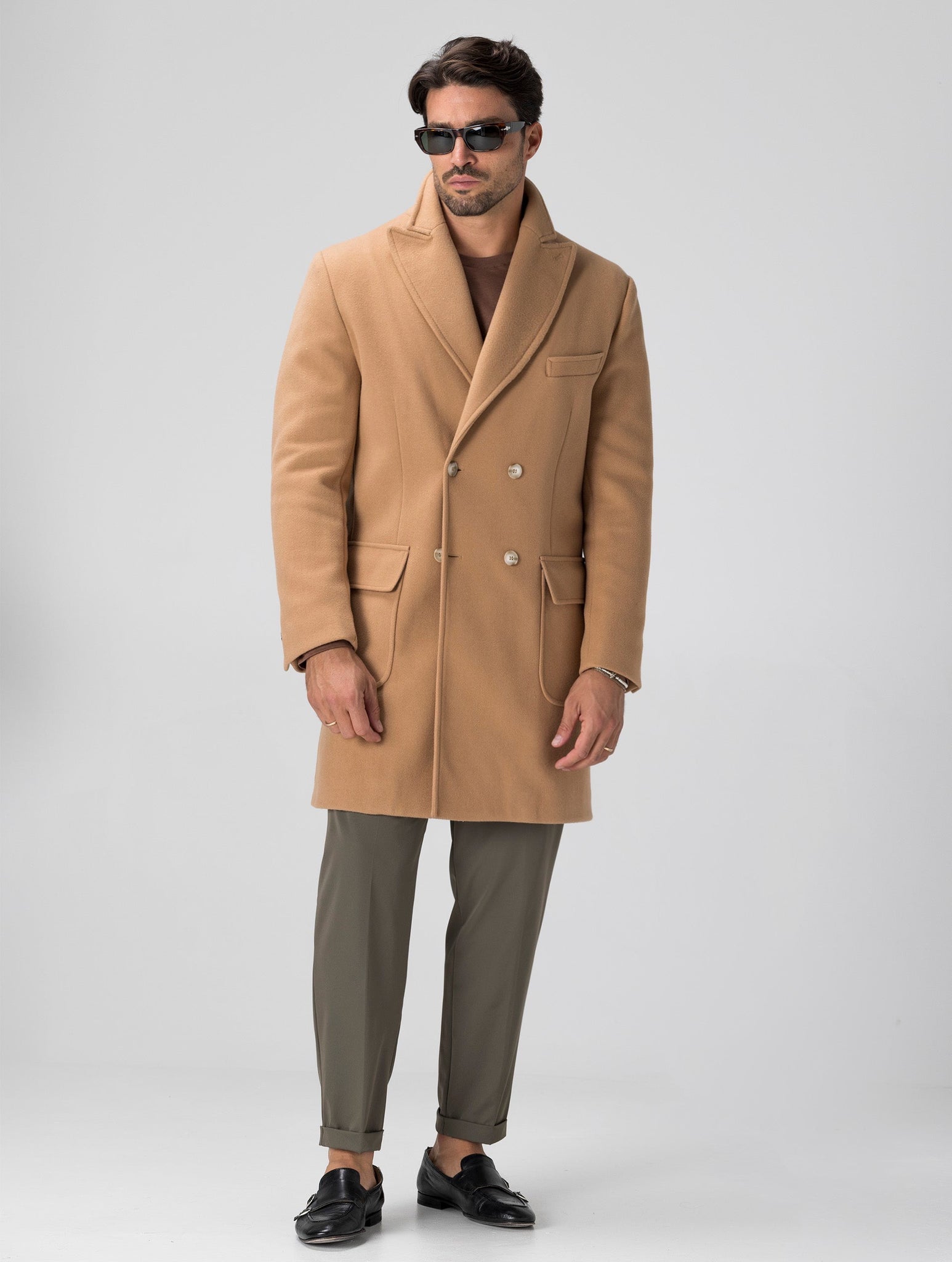 REMY MANTEAU CAMEL À DOUBLE BOUTONNAGE