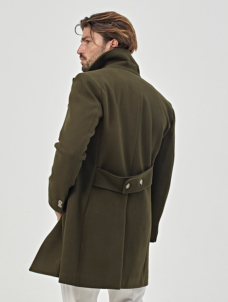 Nohow Hugo Double Breasted Coat in Army Green