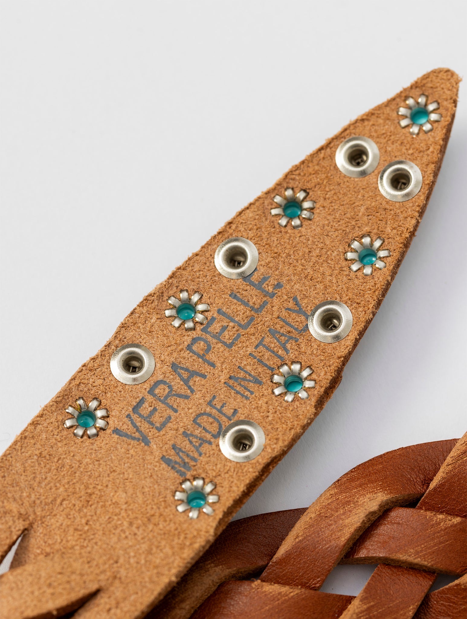 WOVEN LEATHER BELT IN COGNAC