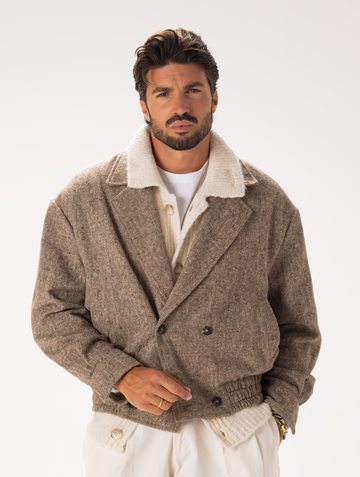 MANTEAU BOMBER MARRON MÉLANGÉ