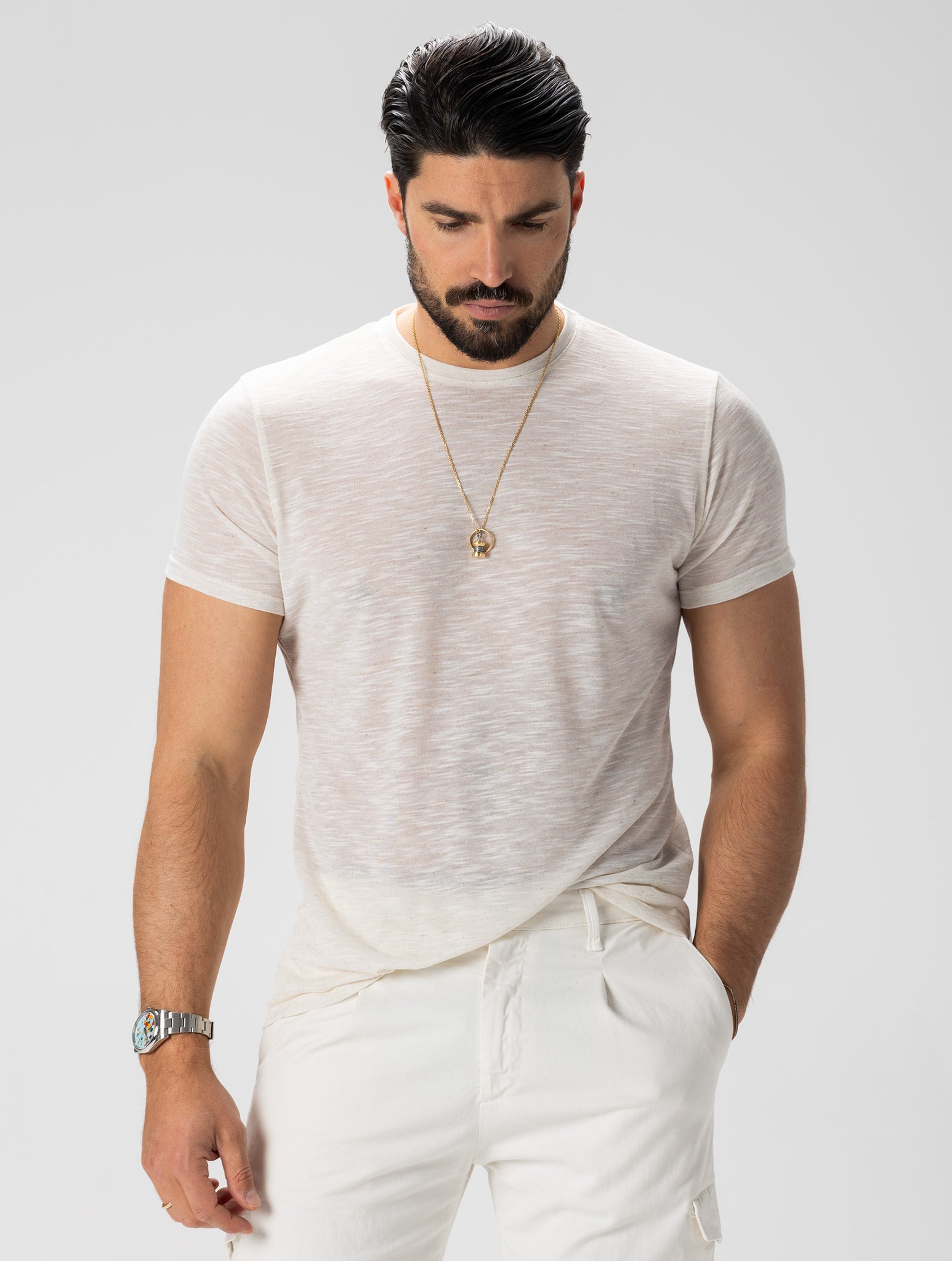 CONRAD BASIC T-SHIRT IN CREAM