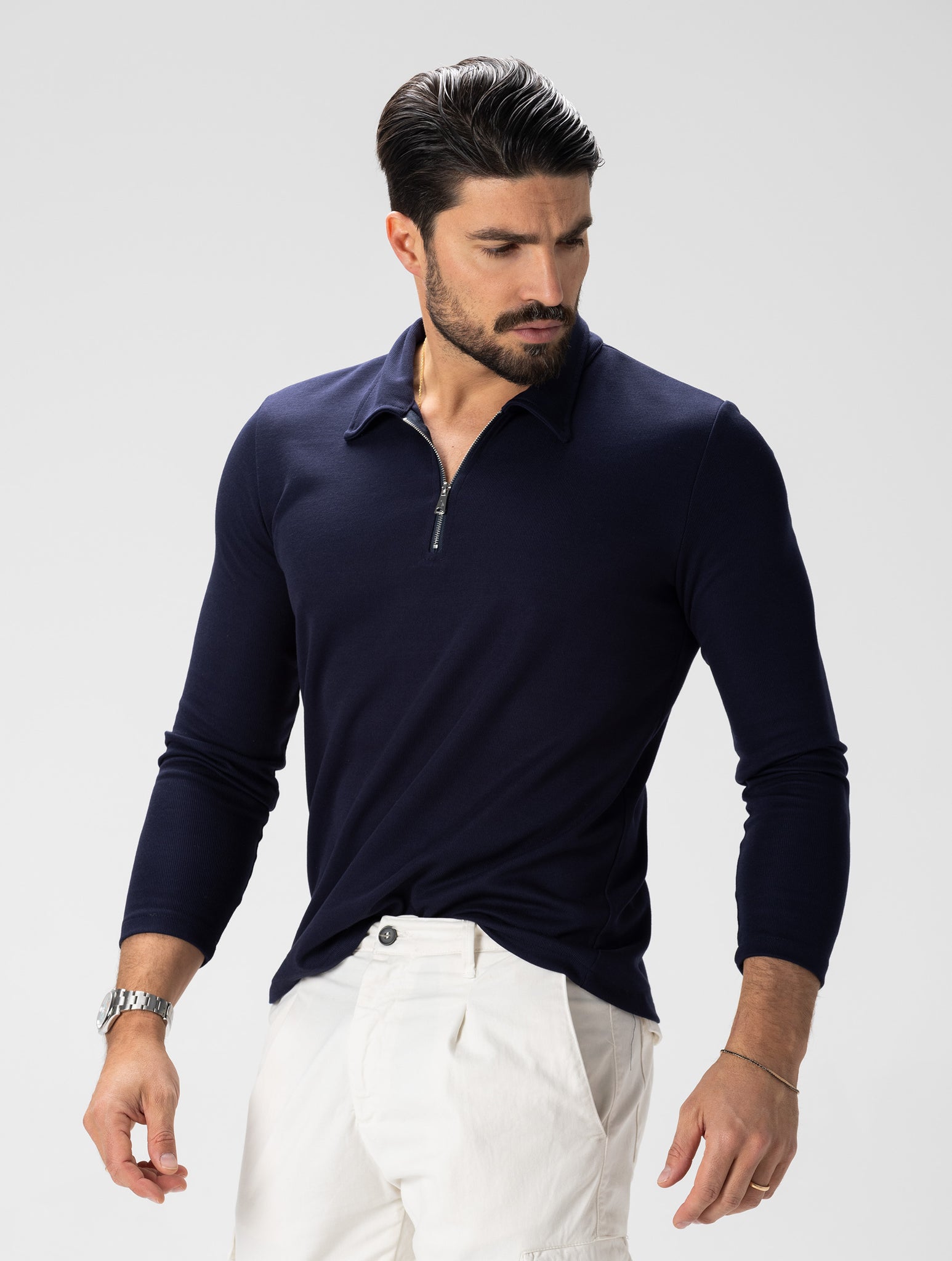 BENEDICT ZIPPED POLO IN NAVY