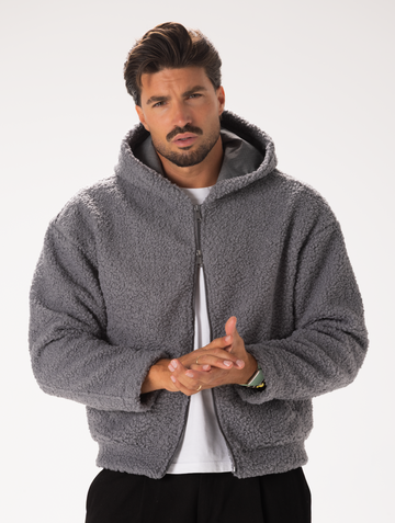 SHEARLING-JACKE IN GRAU
