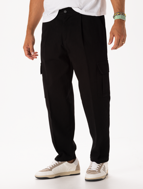 GABARDINE CARGO PANTS IN BLACK