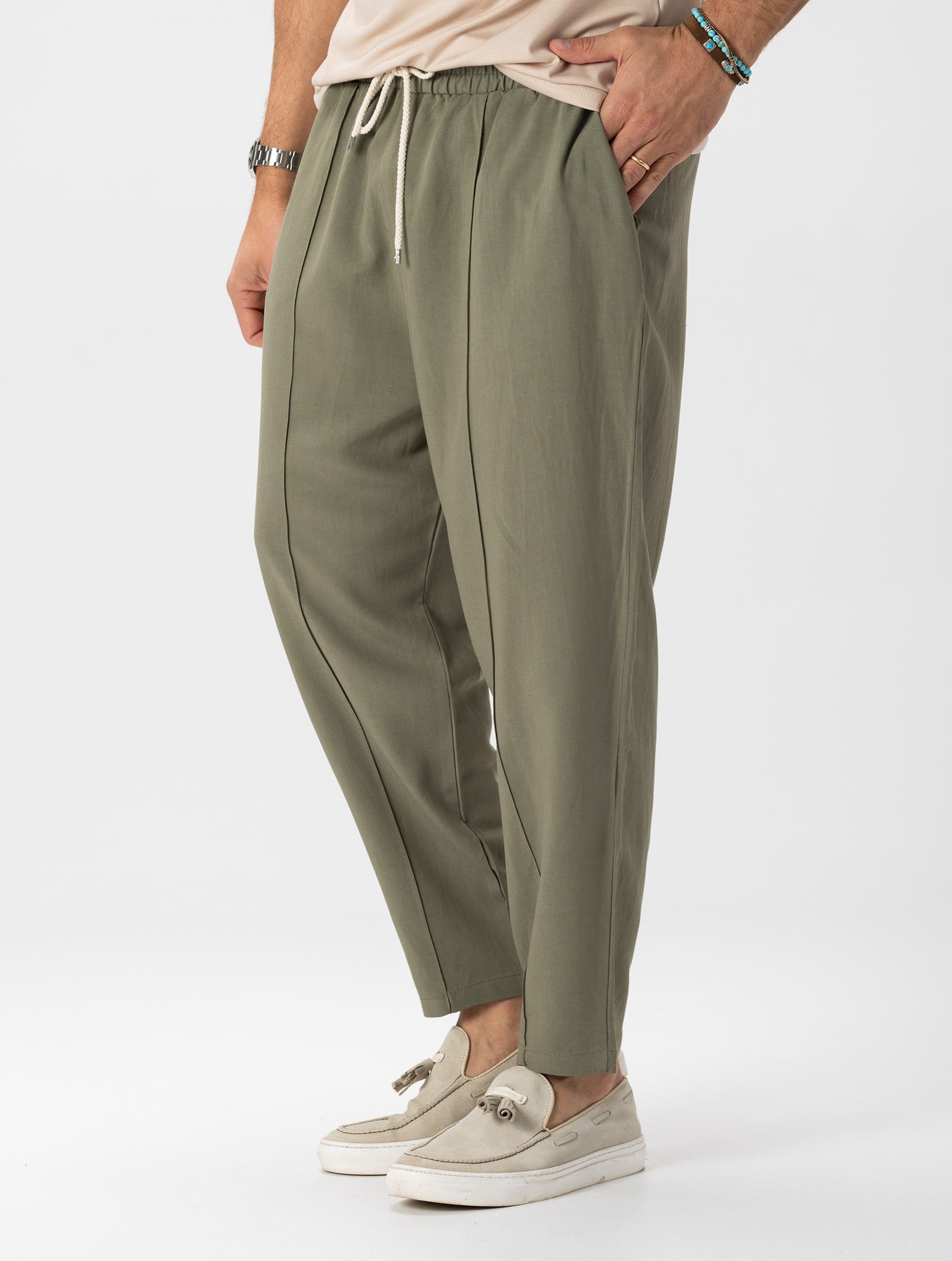 LEON CASUAL PANTS IN GREEN