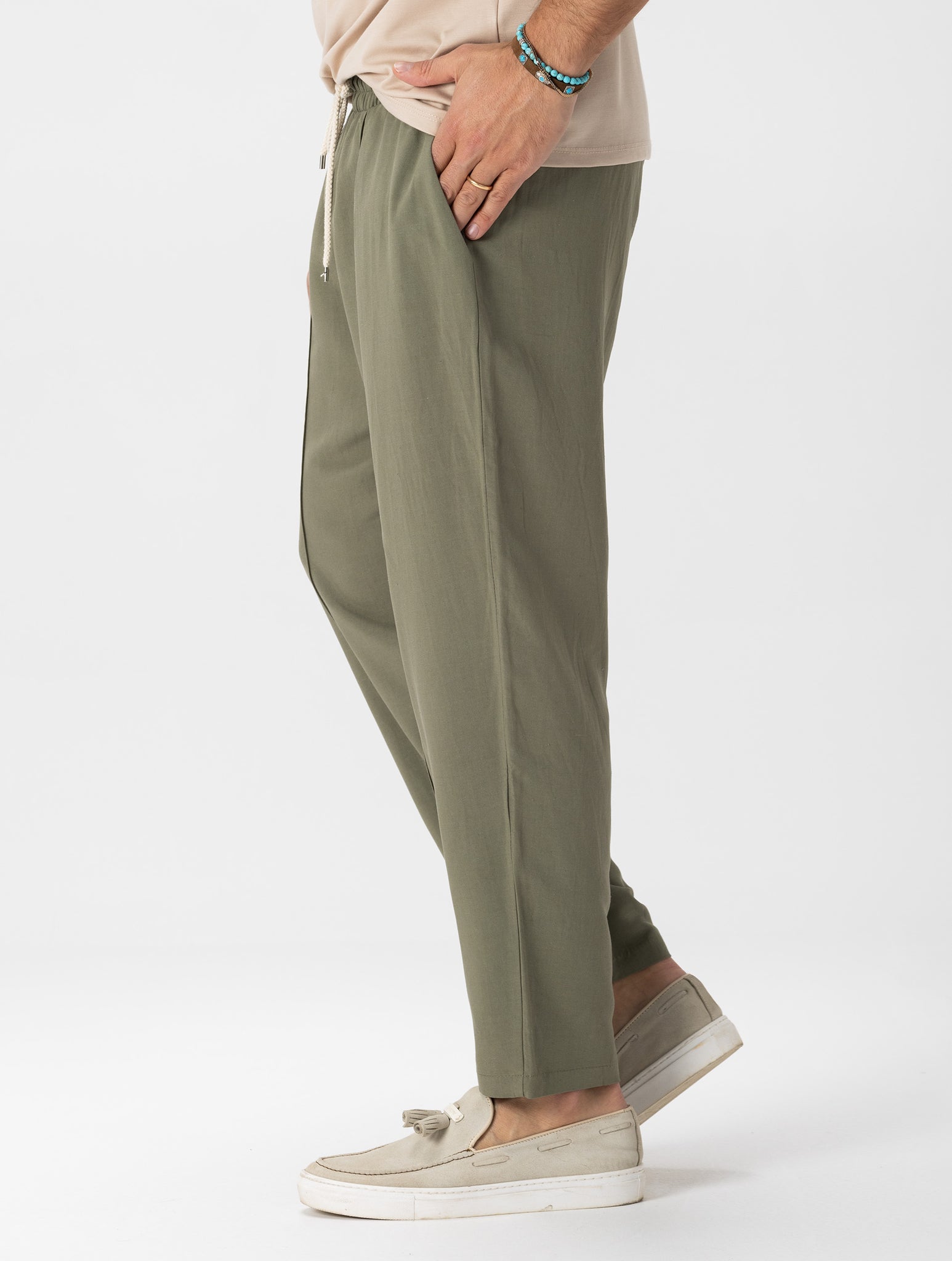 LEON CASUAL PANTS IN GREEN