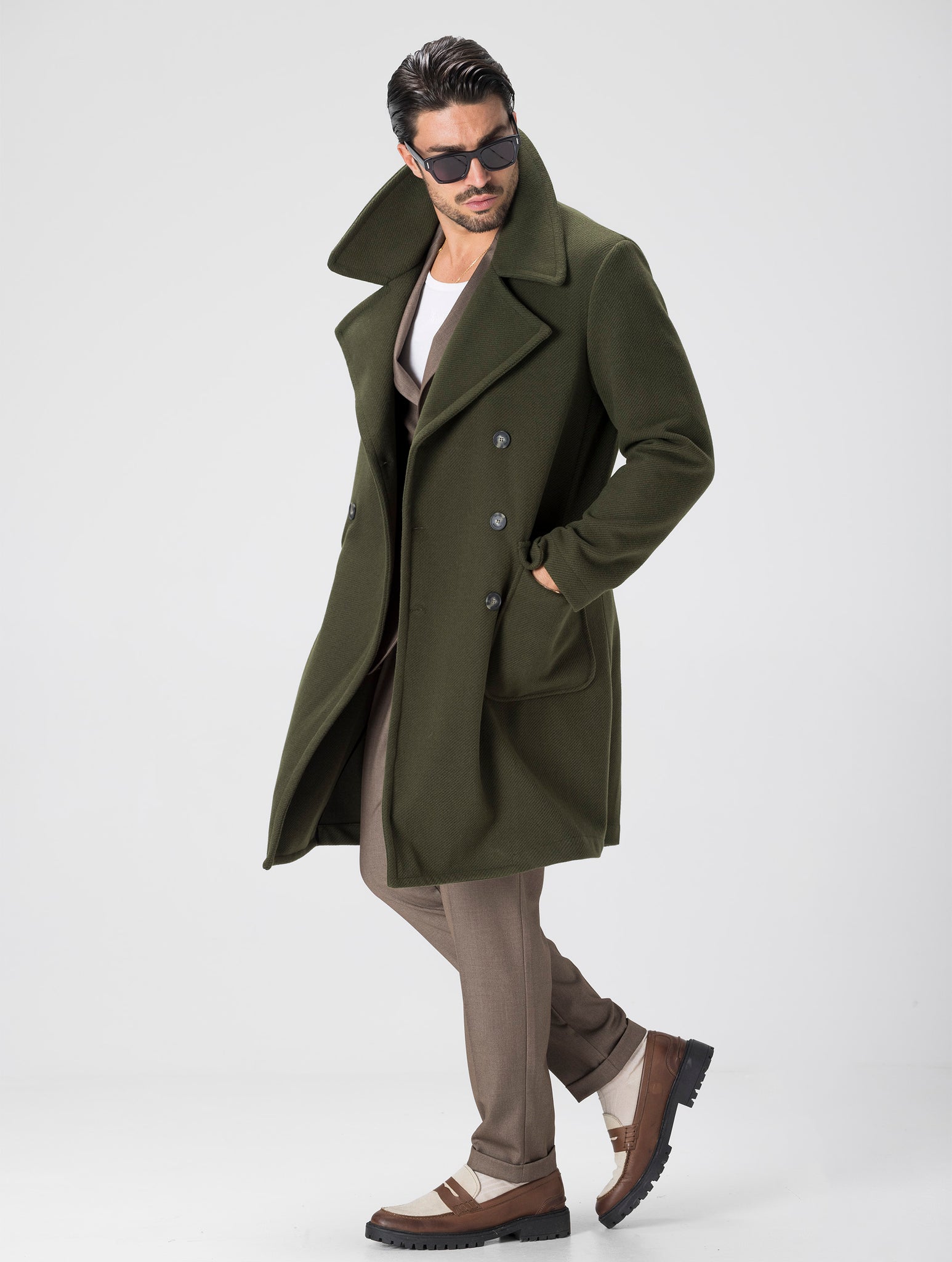 GREAT MANTEAU À DOUBLE BOUTONNAGE VERT