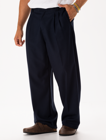 PLEATED WIDE-LEG PANTS IN BLUE