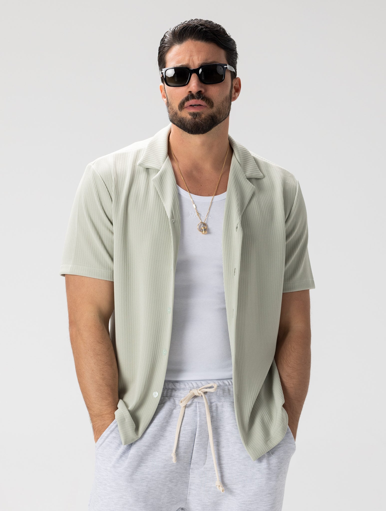 GEORGE CASUAL SHIRT IN SAGE