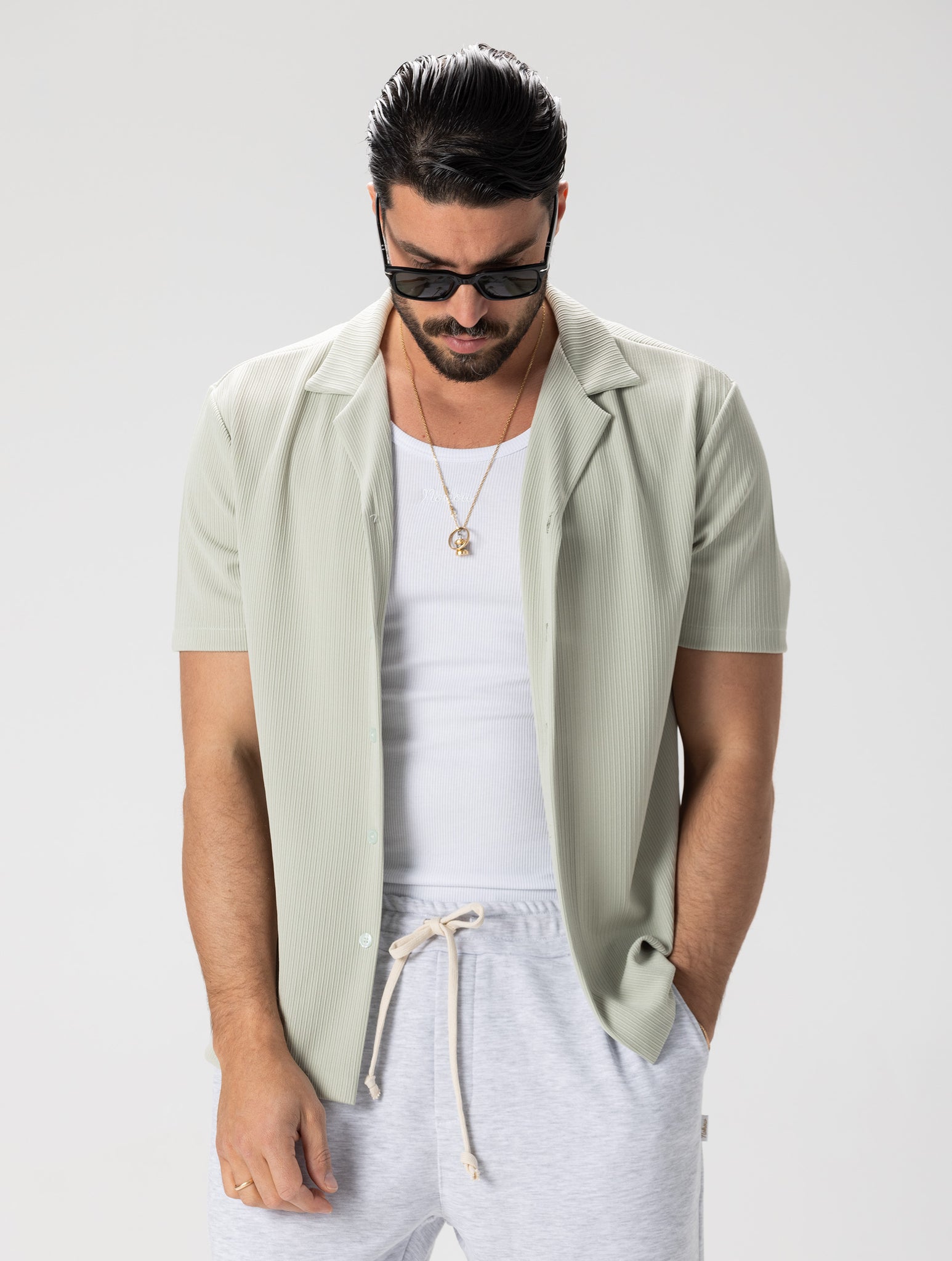 GEORGE CASUAL SHIRT IN SAGE