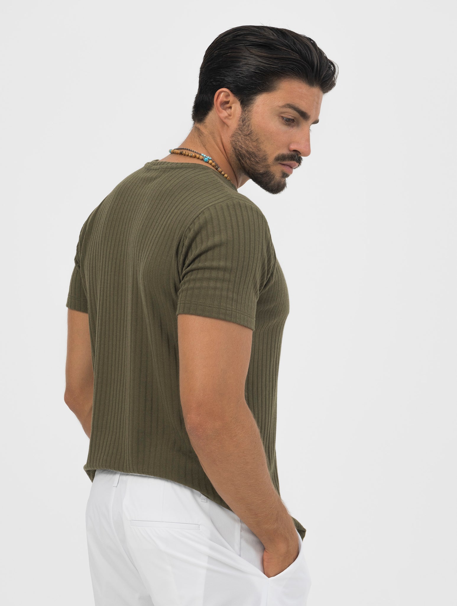 AMIR RIBBED T-SHIRT IN GREEN