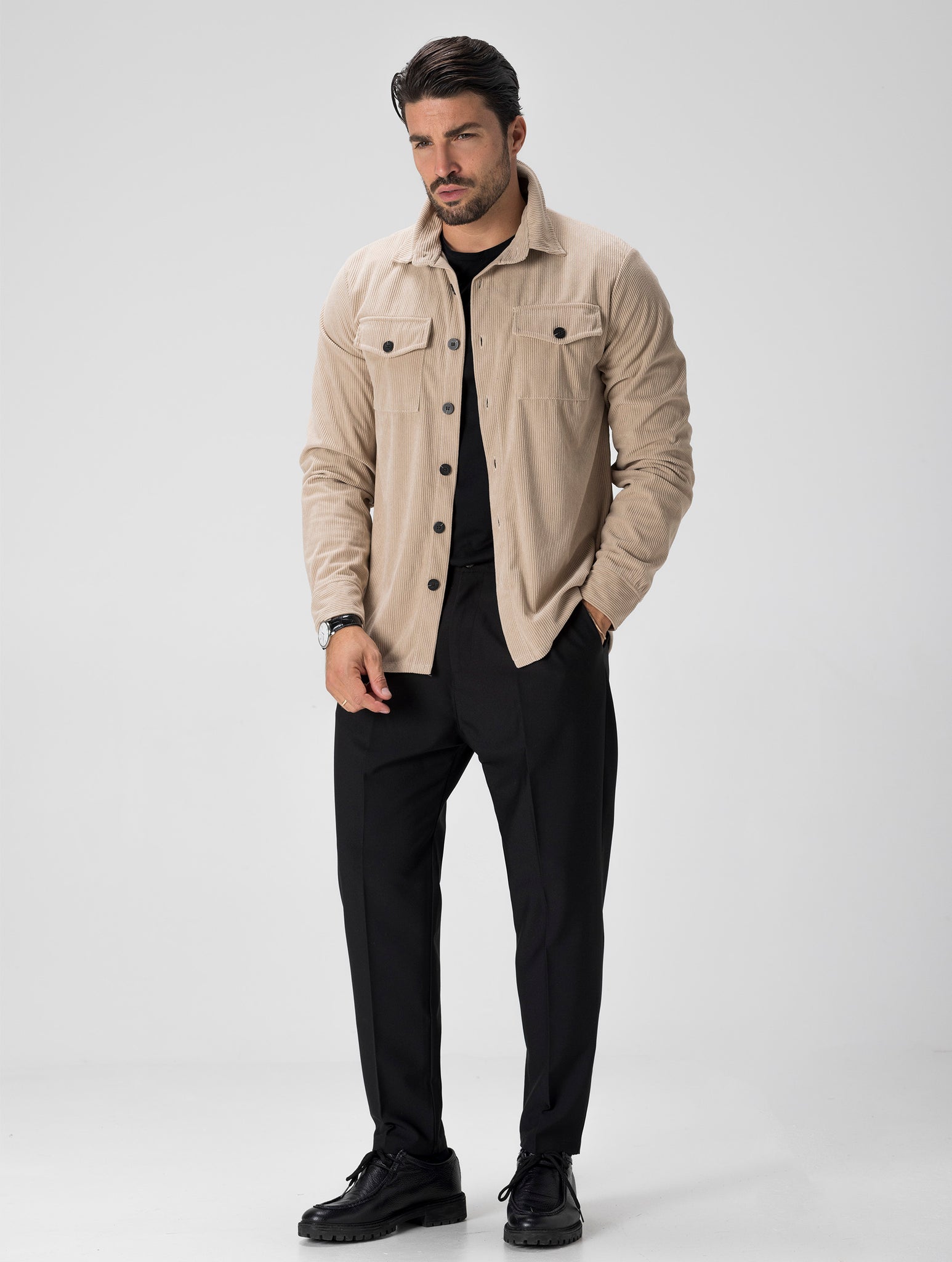 GREG CAMISA OVERSIZE DE TERCIOPELO BEIGE