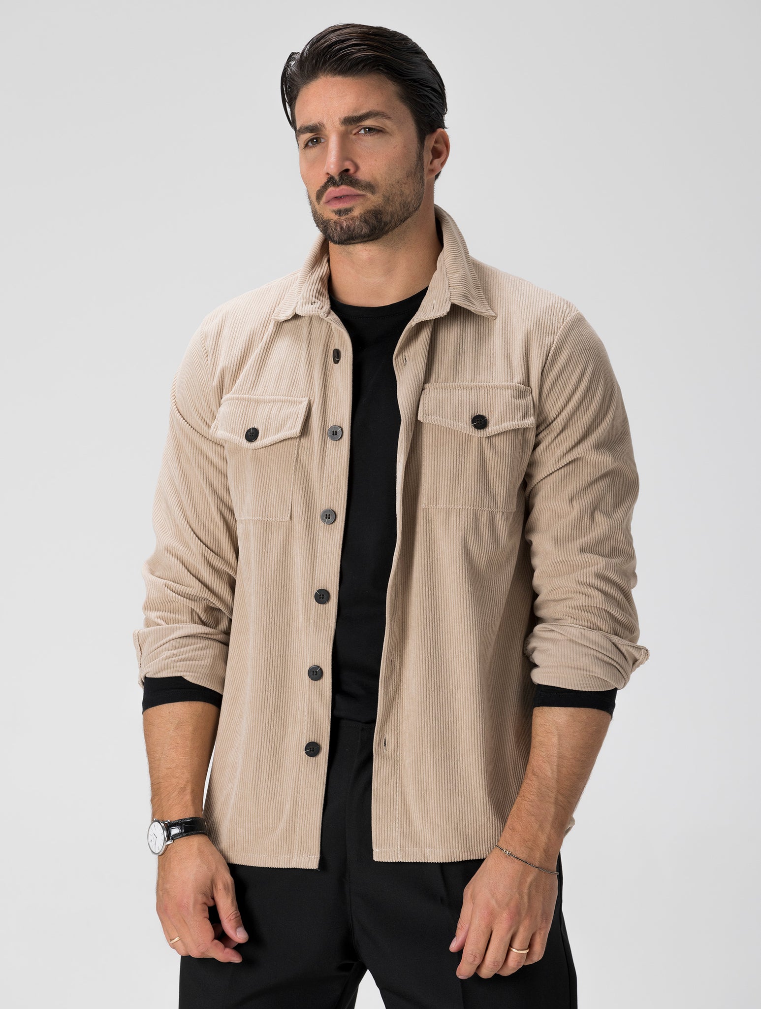 GREG CAMICIA OVER BEIGE IN VELLUTO