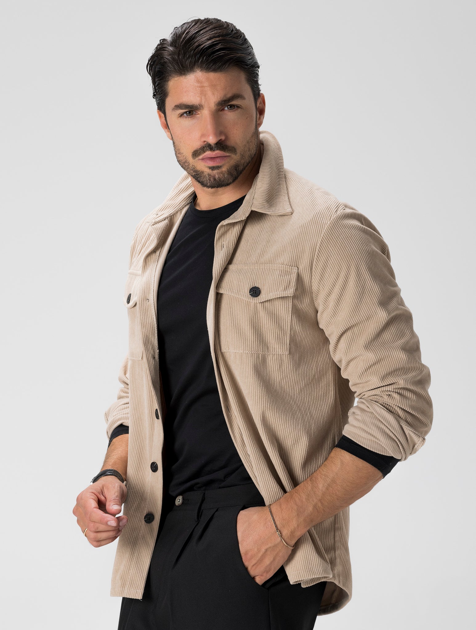 GREG CAMICIA OVER BEIGE IN VELLUTO