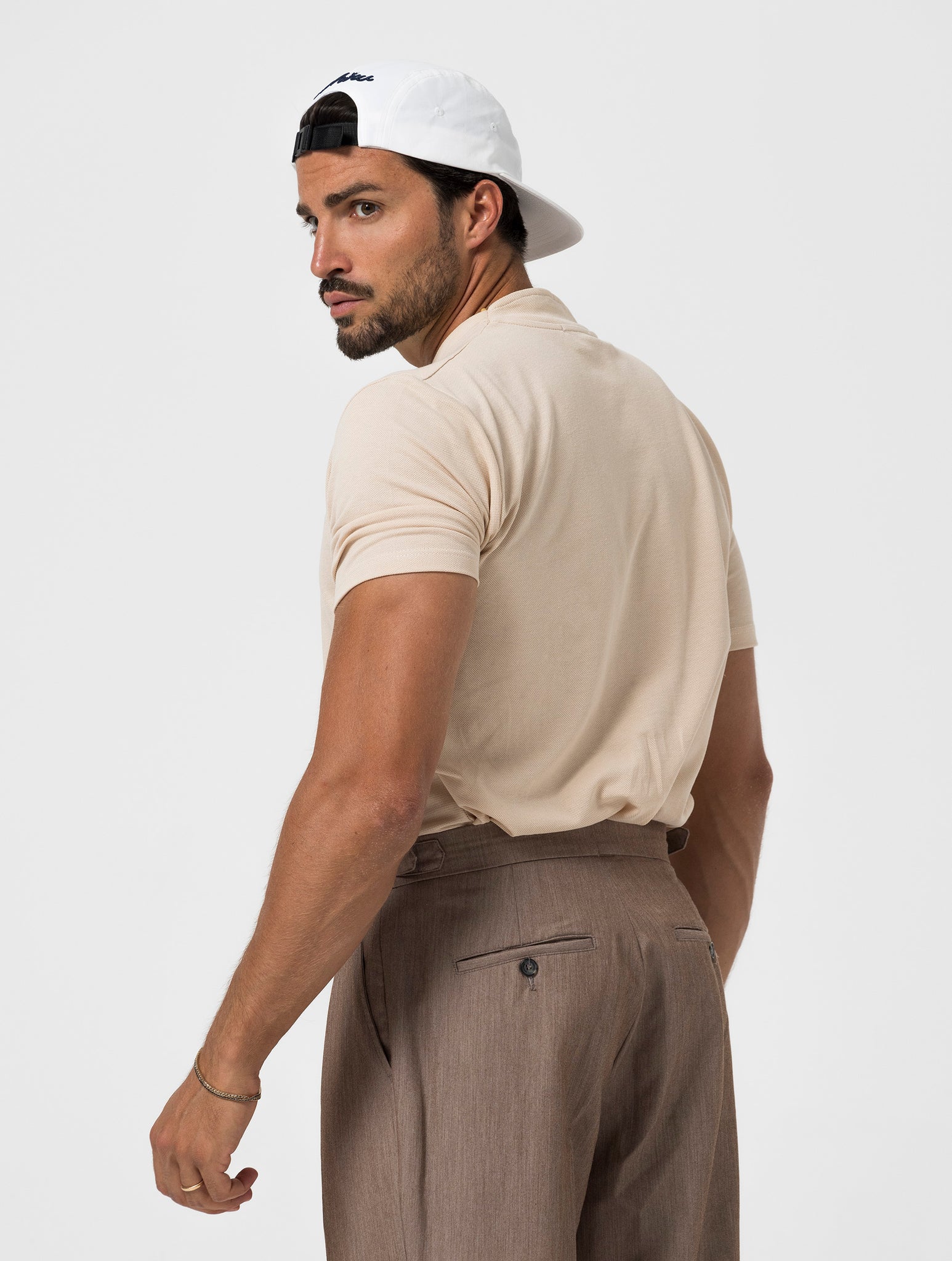 T-SHIRT DE GOLF BRODÉ BEIGE