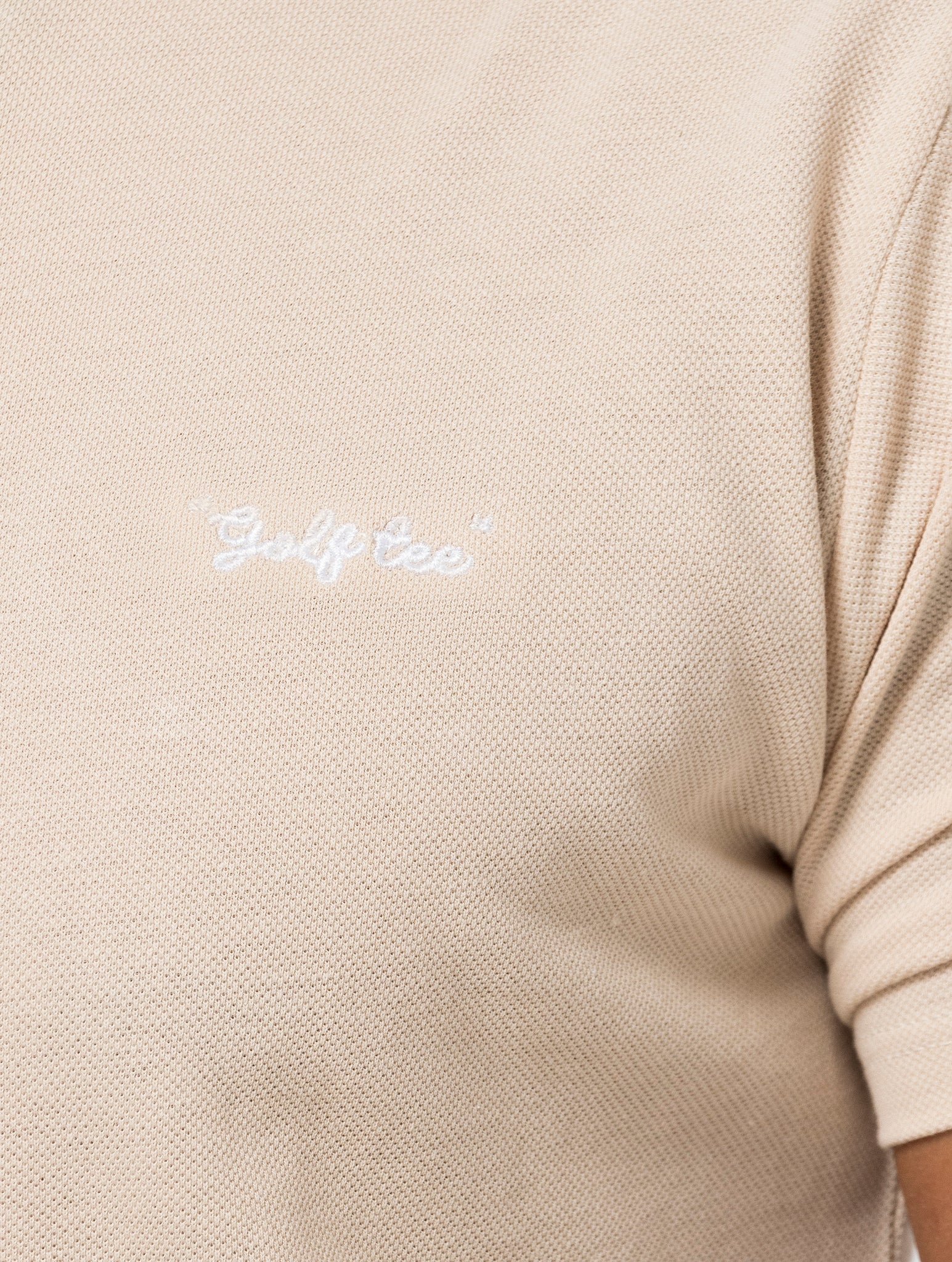 BEIGE BESTICKTES GOLF-T-SHIRT