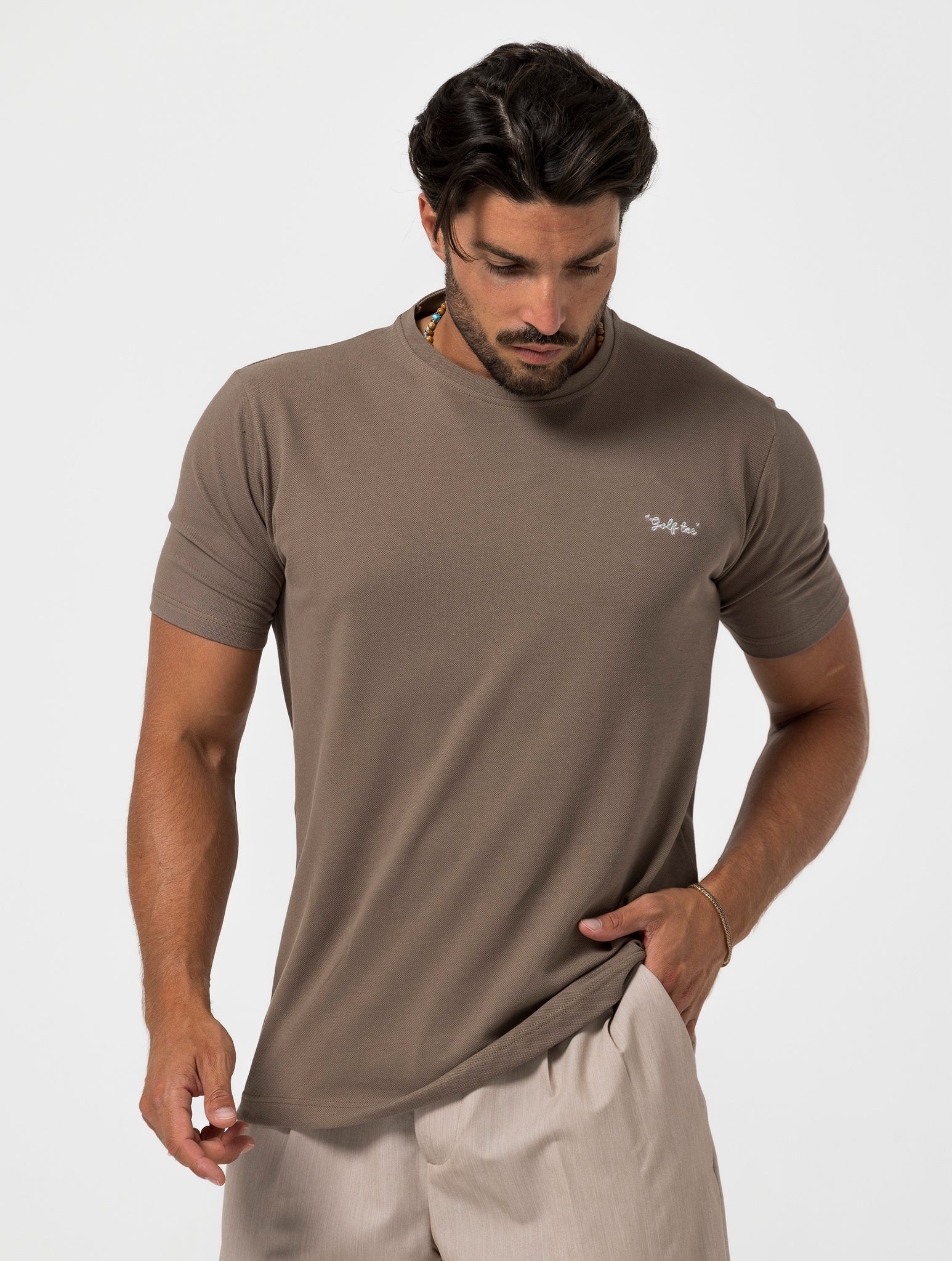 GOLF EMBROIDERED T-SHIRT IN MUD