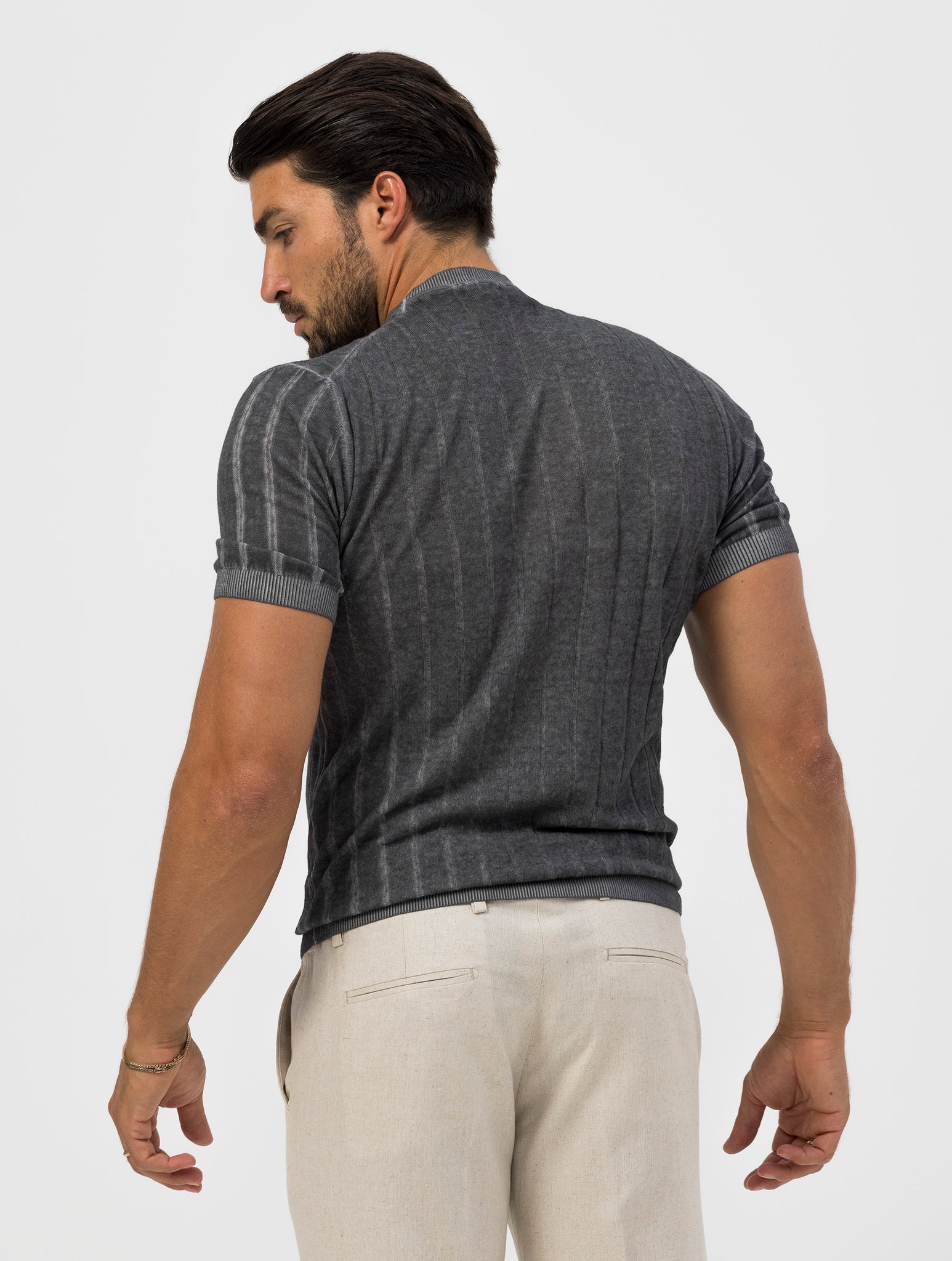 LUCAS RIBBED T-SHIRT IN ANTHRACITE