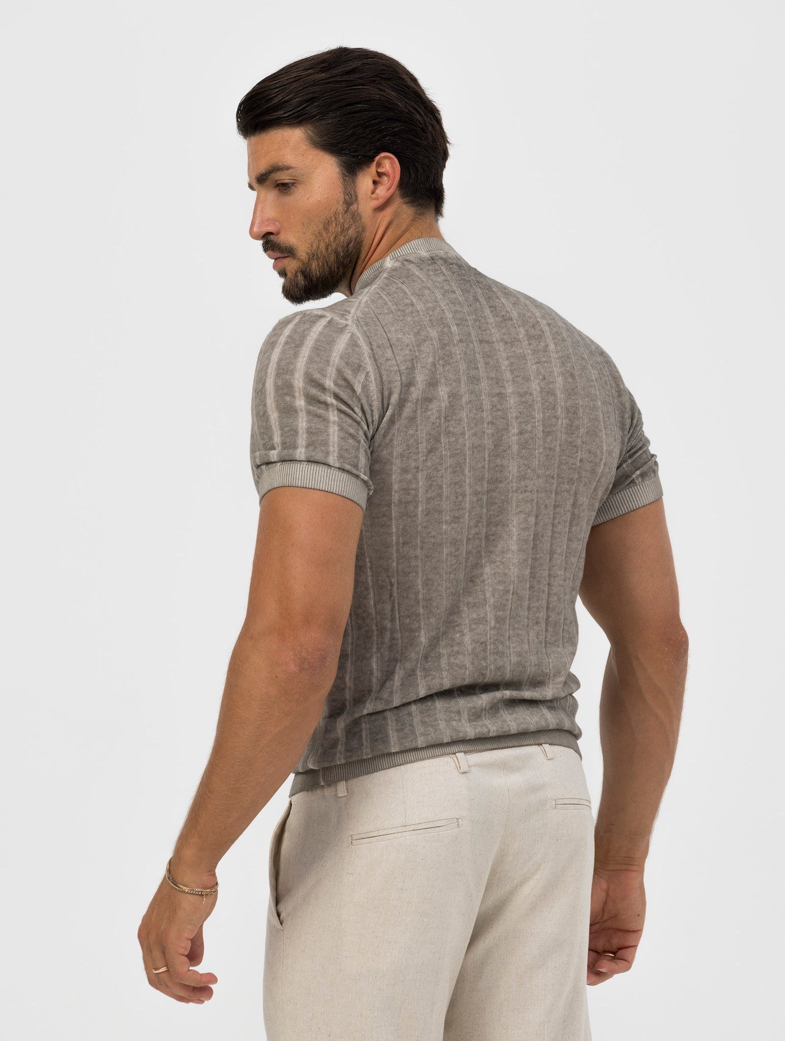 LUCAS RIBBED T-SHIRT IN MUD