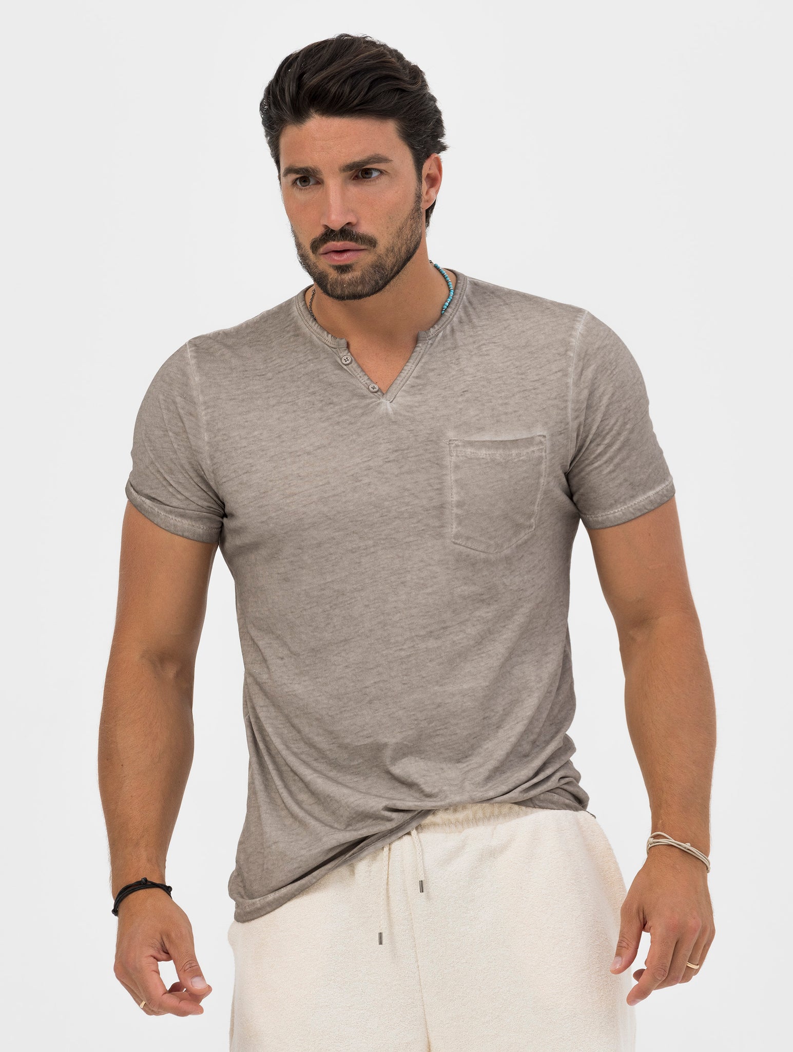 HENRY HENLEY T-SHIRT IN MUD