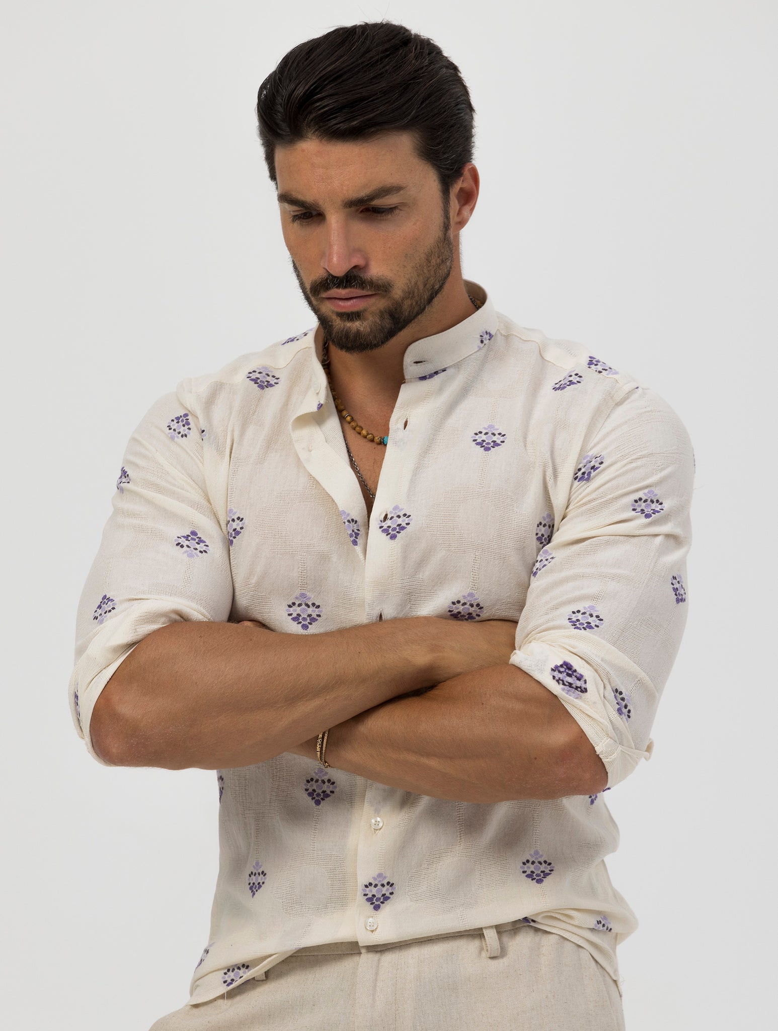 HIROSHI CAMISA ESTAMPADA CREMA