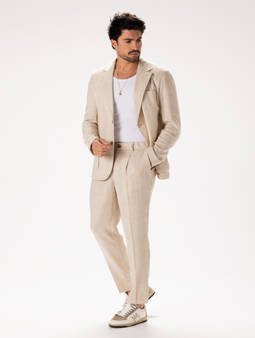 COSTUME EN PUR LIN BEIGE