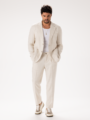 LINEN SUIT IN SAND