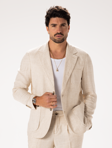 BLAZER EN PUR LIN COULEUR BEIGE