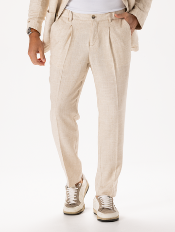 HOSE AUS REINEM LEINEN IN BEIGE