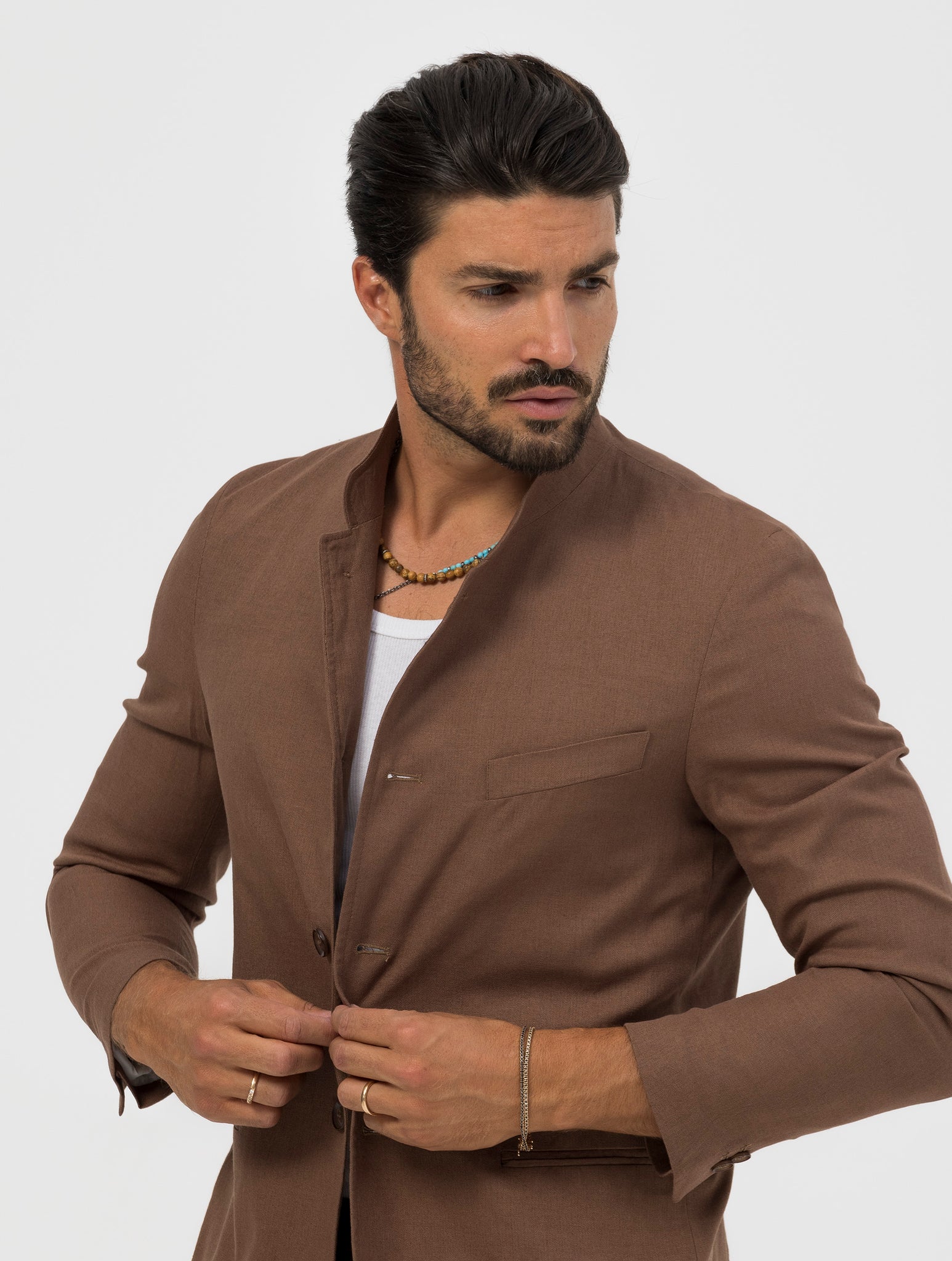 AKITA SINGLE BREASTED BLAZER IN TOBACCO