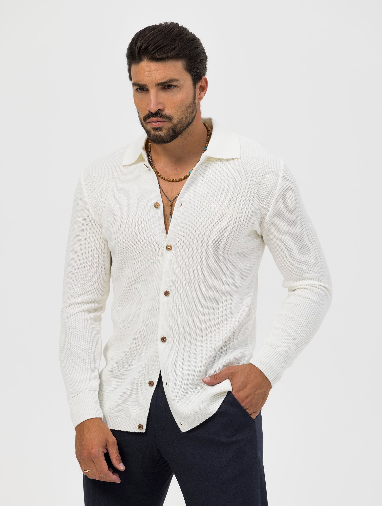 HIDEKI CAMICIA IN MAGLIA PANNA