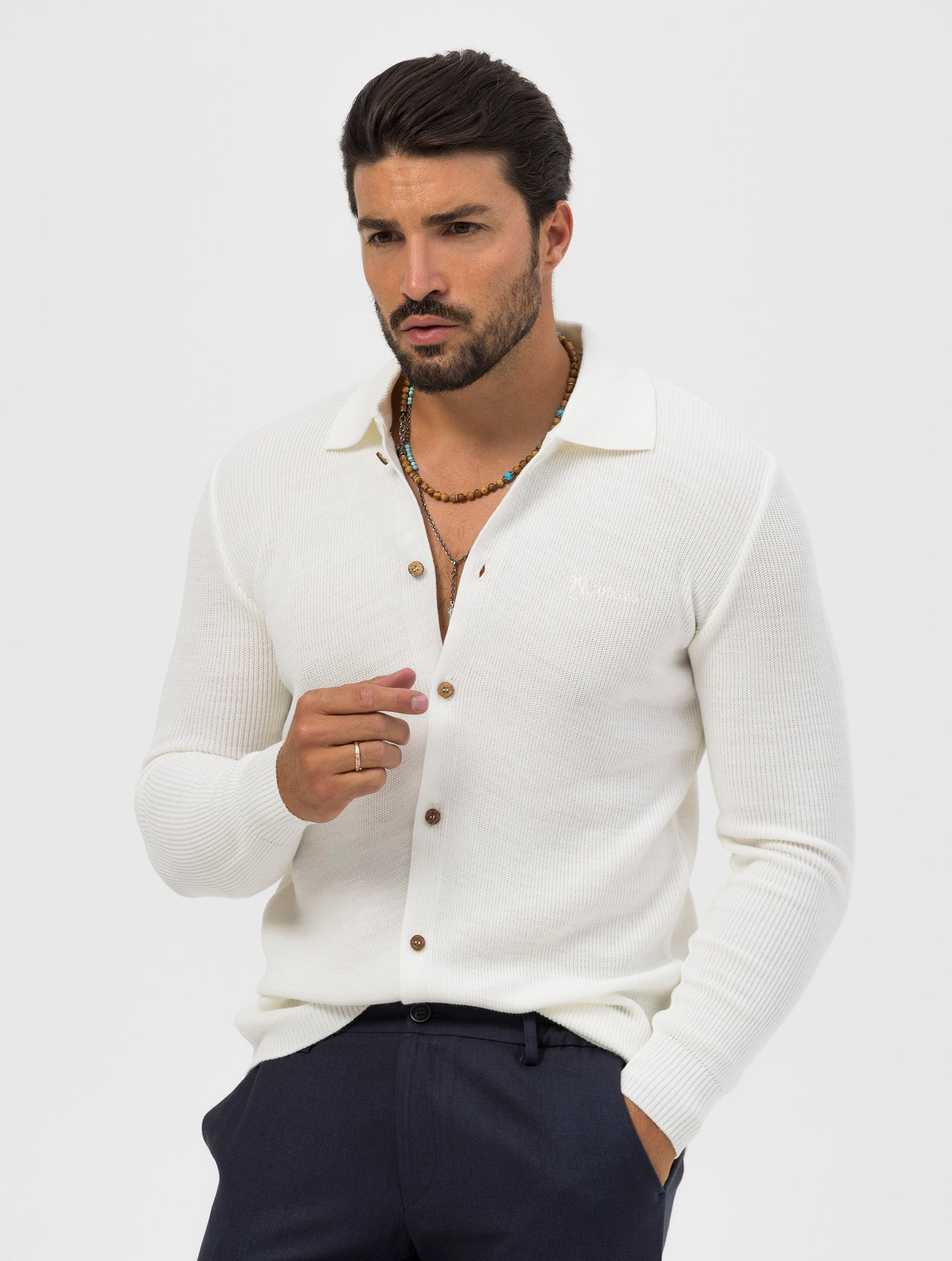 HIDEKI CAMICIA IN MAGLIA PANNA