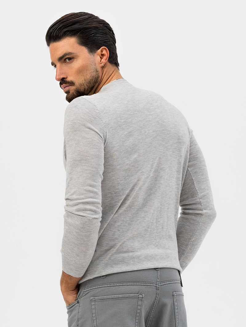 KNITTED LONG T-SHIRT IN LIGHT GREY