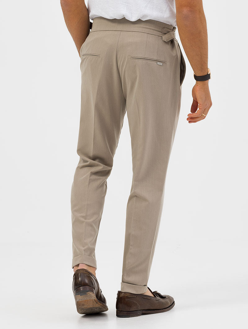 CALEB PANTALON MONO PINCE DE COULEUR SABLE