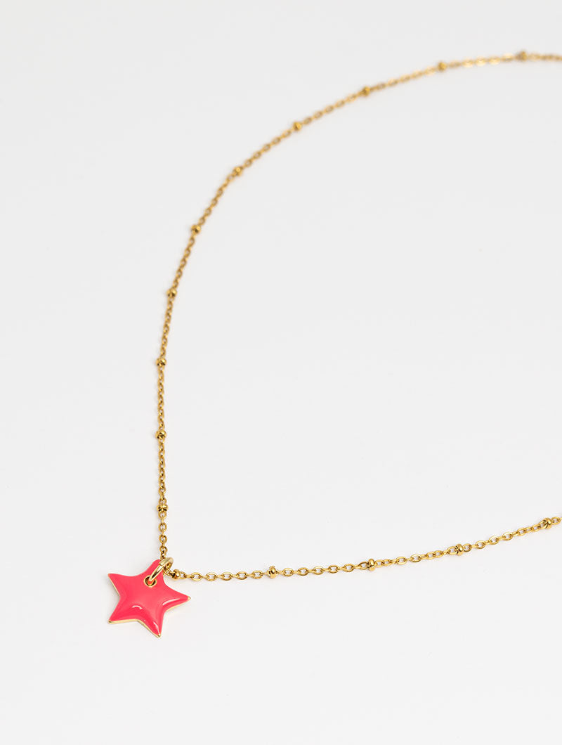 PINK STAR NECKLACE IN GOLD