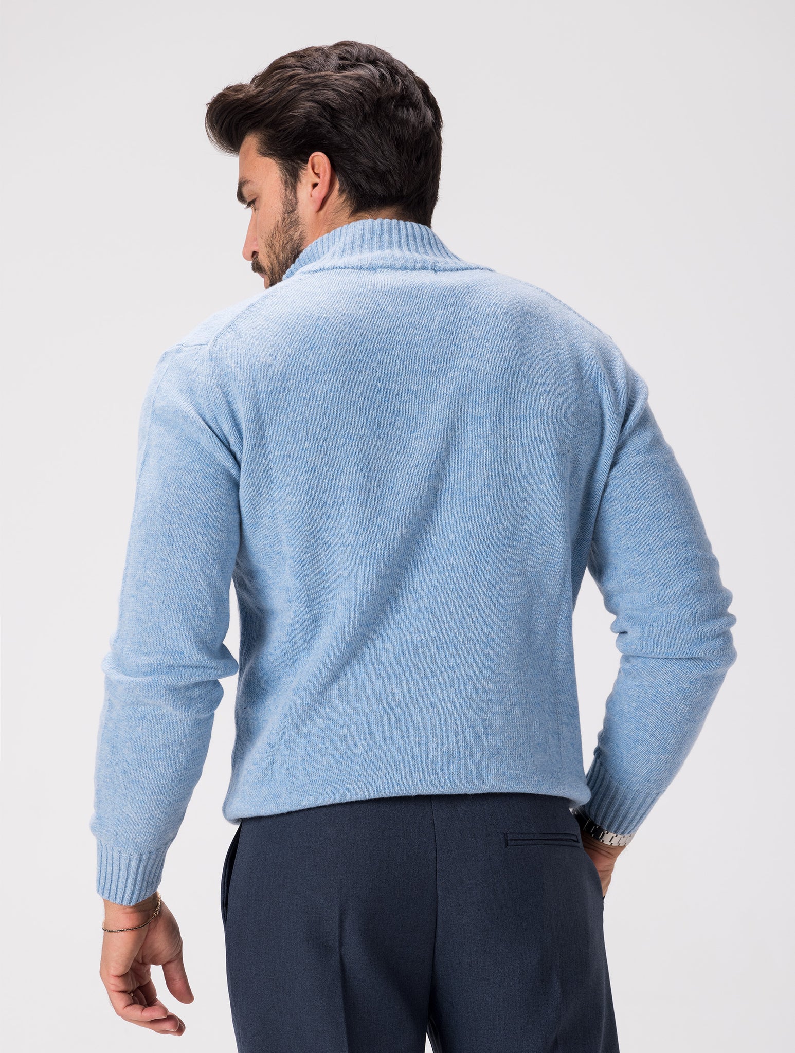 WOOL ZIPPED SWEATER IN SKY