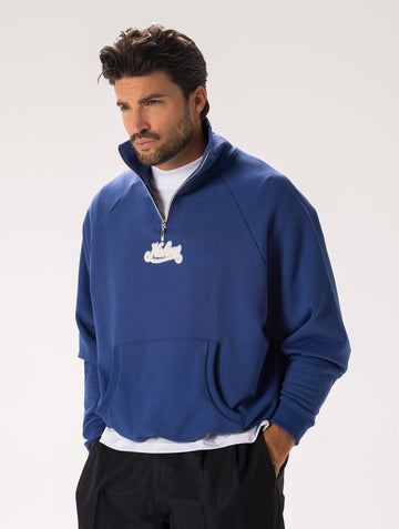 QUARTER ZIP SWEATSHIRT IN AVIO WITH NOHOW PATCH
