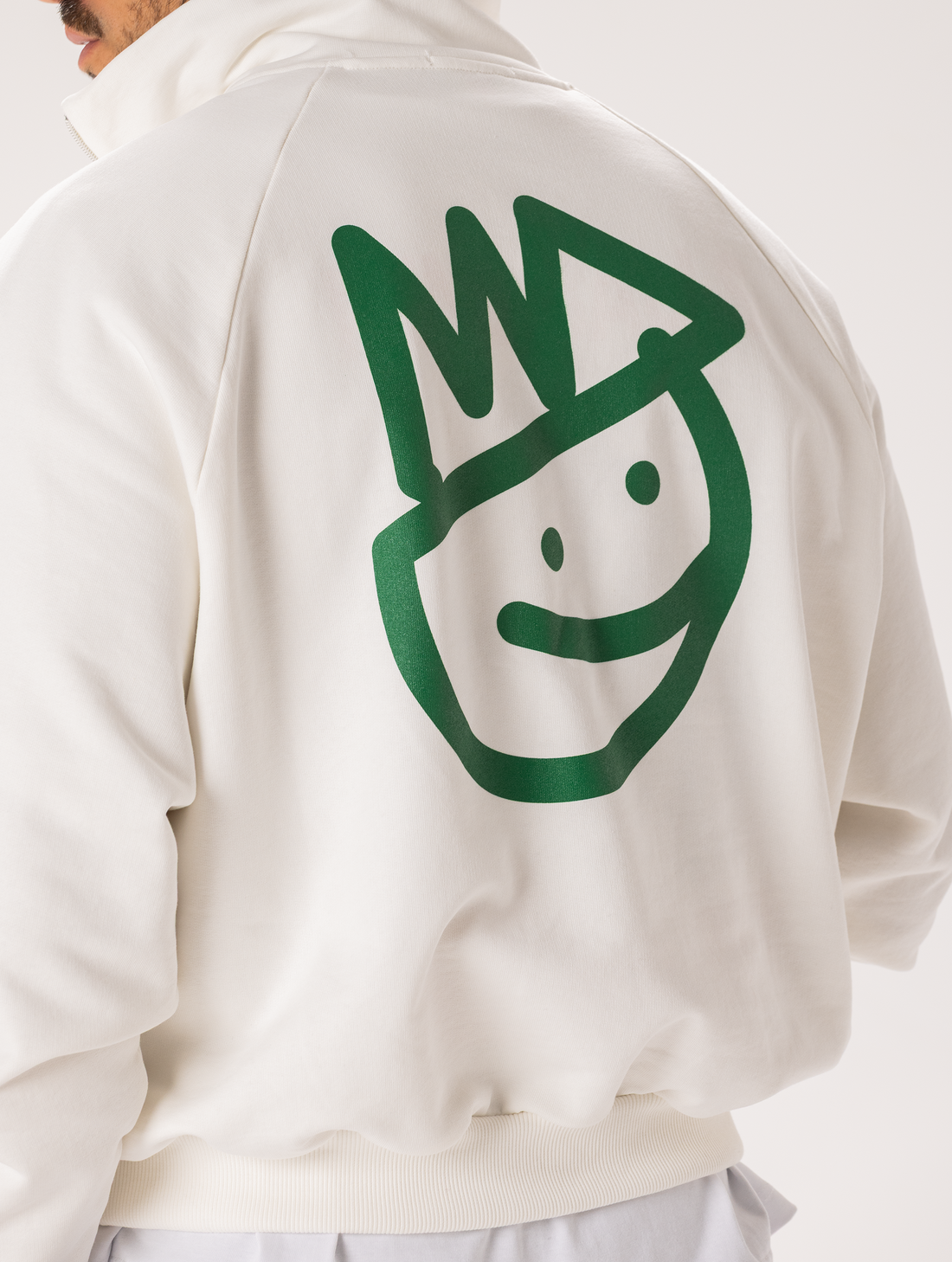 QUARTER ZIP SWEATSHIRT IN CREAM WITH NOHOW PATCH